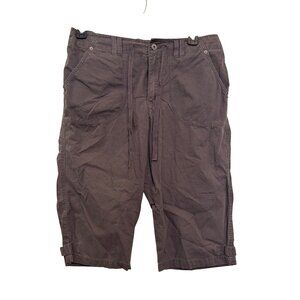 Gloria Vanderbilt Womens Casual Gray 100% Cotton Cargo Shorts Size 12 Mid-Rise A